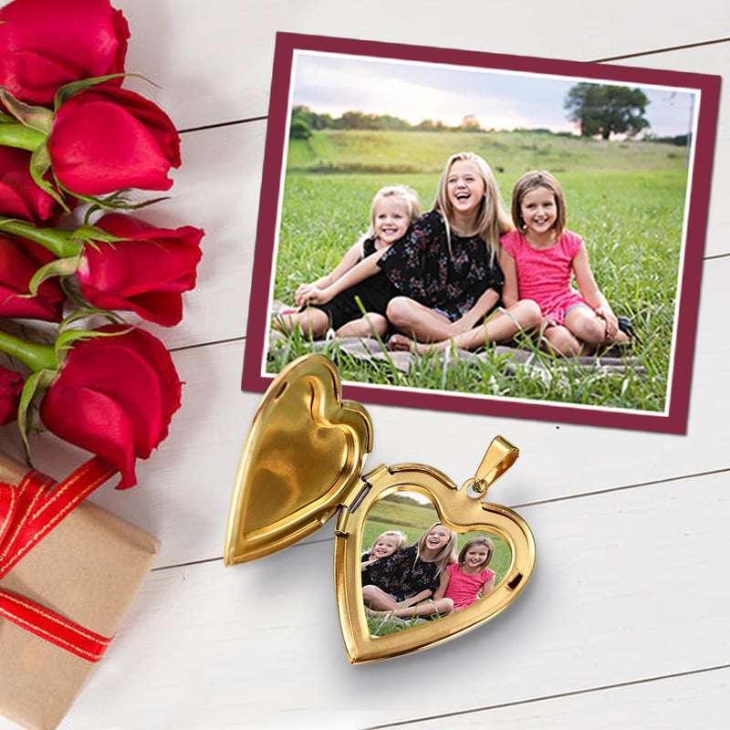 PHOCKSIN Silver Heart Locket Keychains for Women Gold Photo Locket Key chain that Hold Pictures New Years Gifts for Women - Image 4